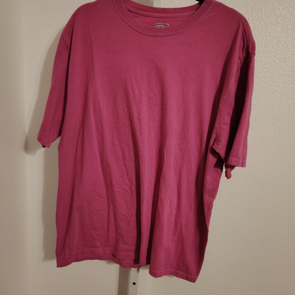 Jerzees Women's Short Sleeve Crewneck Top Size XL Cotton Pink Vintage - Picture 5 of 10